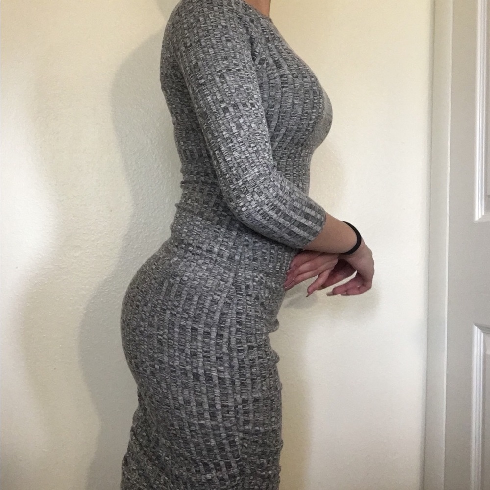 GRAY BODYCON DRESS - Picture 3 of 6